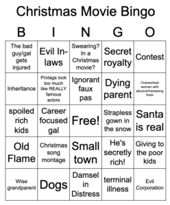 Christmas Movie Bingo Card