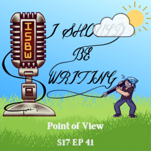 Blue June Themed Illustrated I Should Be Writing Logo with blue sky summer image. Title: Point of View